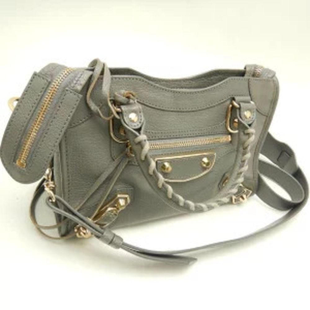 Balenciaga Handbag Leather Crossbody Gray City
